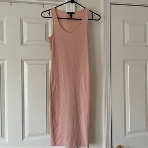 Baby pink ribbed tank midi dress
